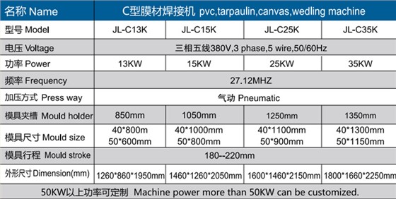 久罗膜材焊接机技术参数